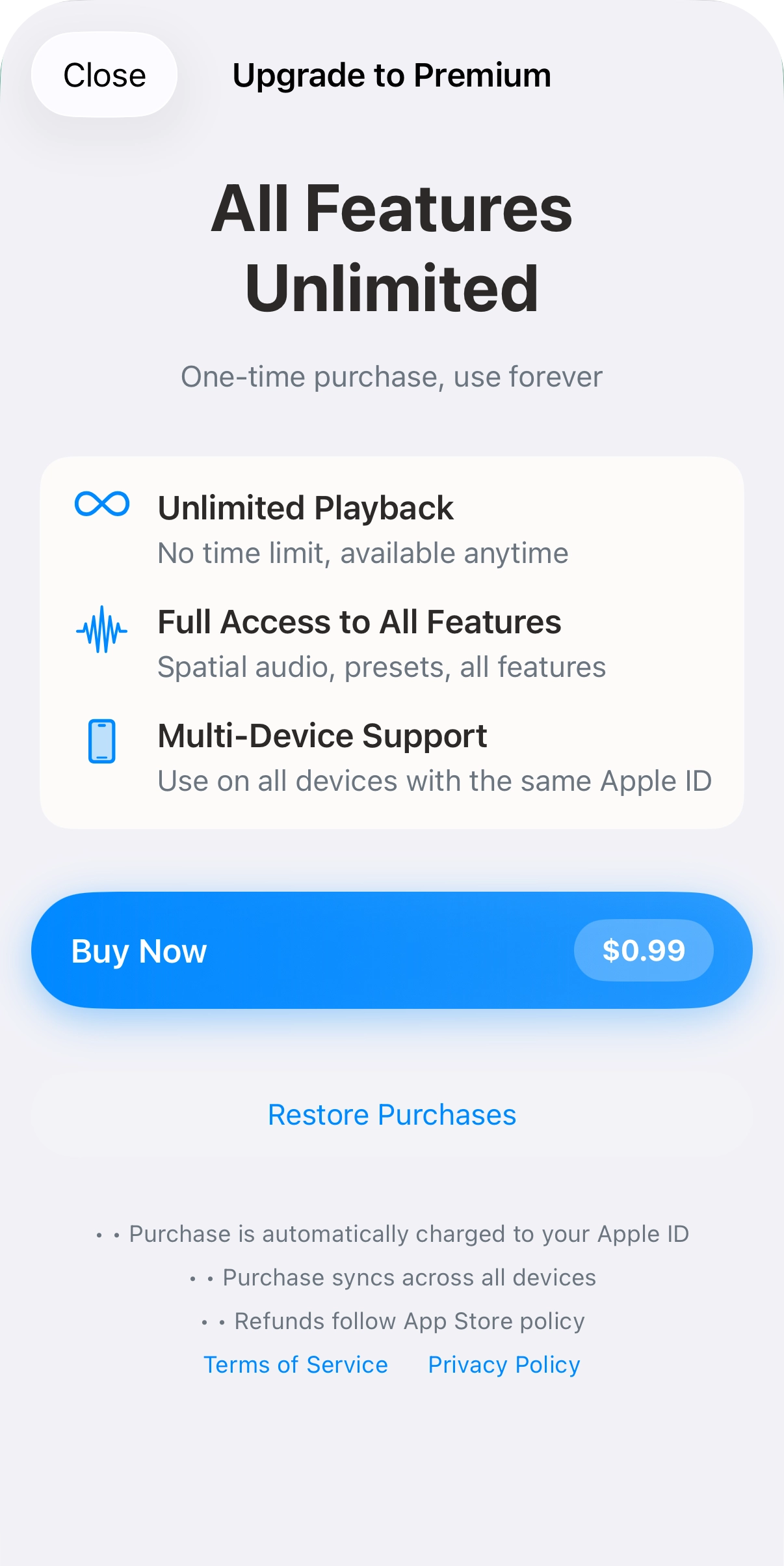 Purchase screen
