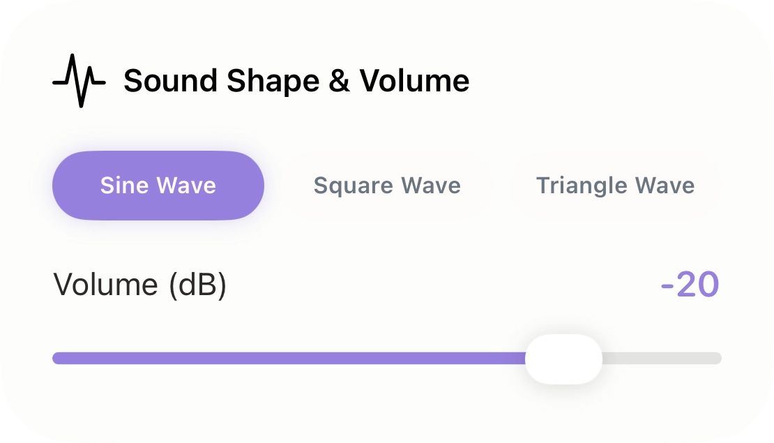 Waveform and Volume settings screen